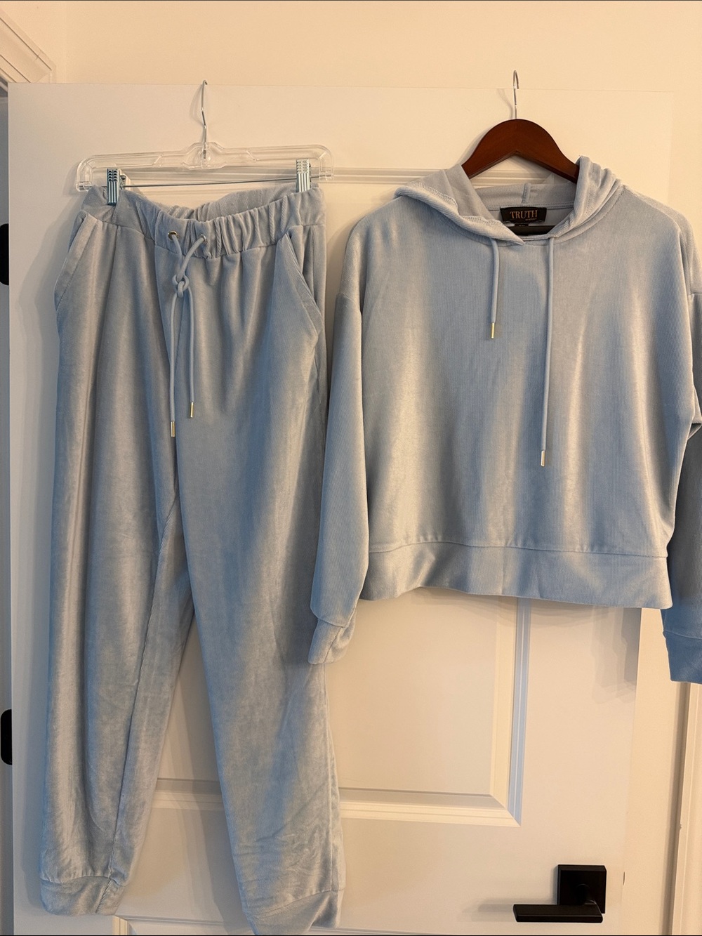 TRUTH Light Blue Velour Hoodie & Joggers Set